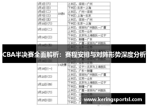 CBA半决赛全面解析：赛程安排与对阵形势深度分析